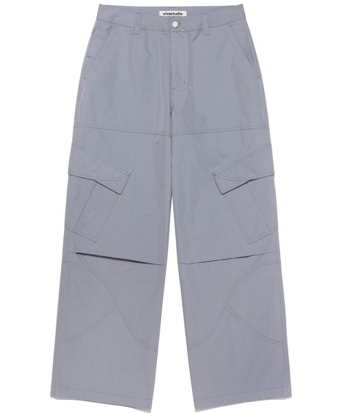 SPLIT WIDE CARGO PANTS [LIGHT BLUE]