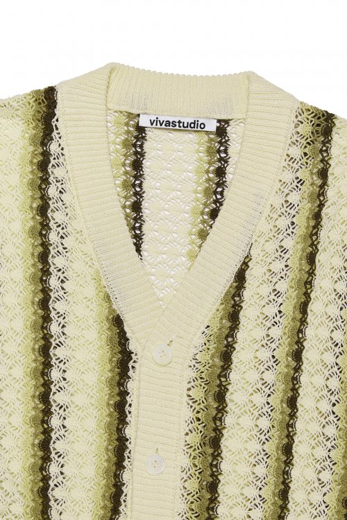 STRIPE BUTTON CARDIGAN [LEMON]