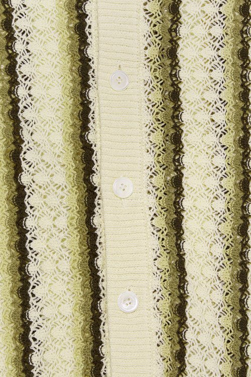 STRIPE BUTTON CARDIGAN [LEMON]