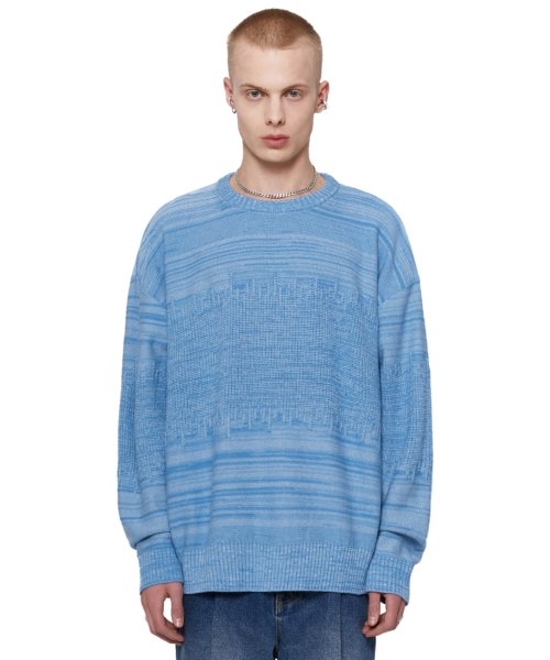 DISTORTION ROUND KNIT [BLUE]