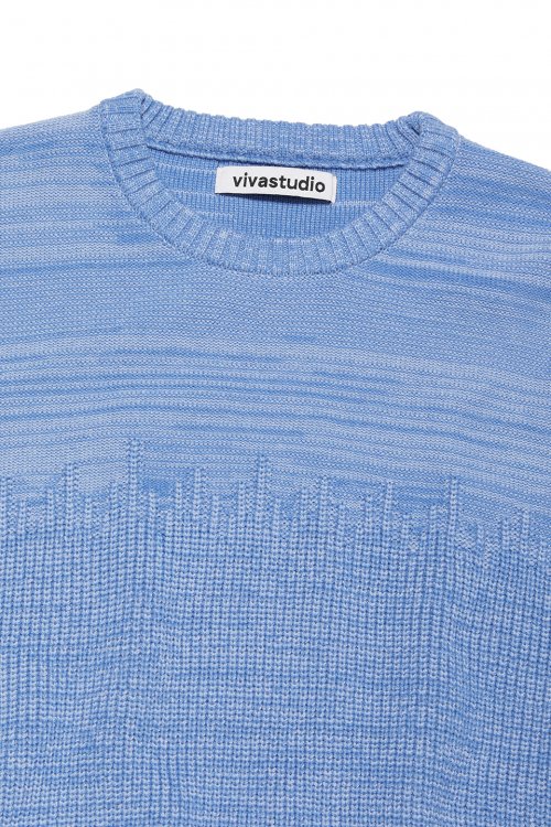 DISTORTION ROUND KNIT [BLUE]