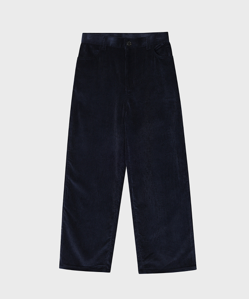Широкие брюки в рубчик из тенселя (Navy)