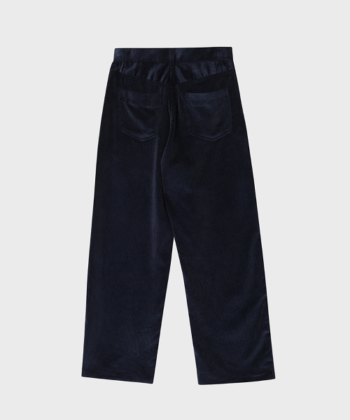 Широкие брюки в рубчик из тенселя (Navy)