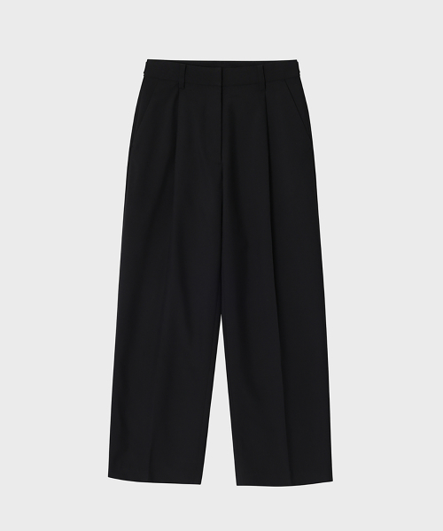 Летние шерстяные слаксы с одной складкой (Black)