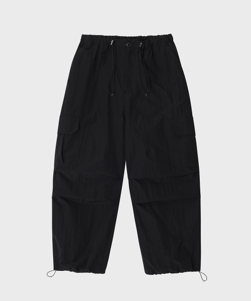 COTTON-NYLON PARASHUTE PANTS (BLACK)