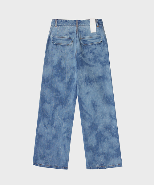 Широкие джинсы с эффектом мятости (blue)