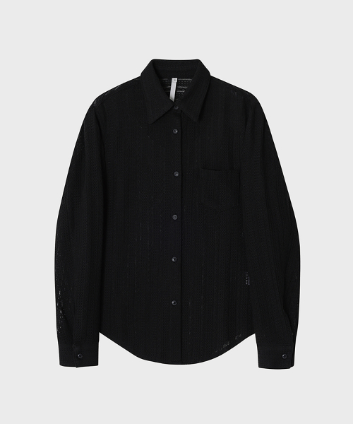 Тонкая хлопковая рубашка кроше (Black)