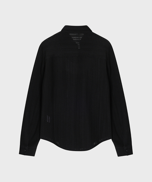 Тонкая хлопковая рубашка кроше (Black)