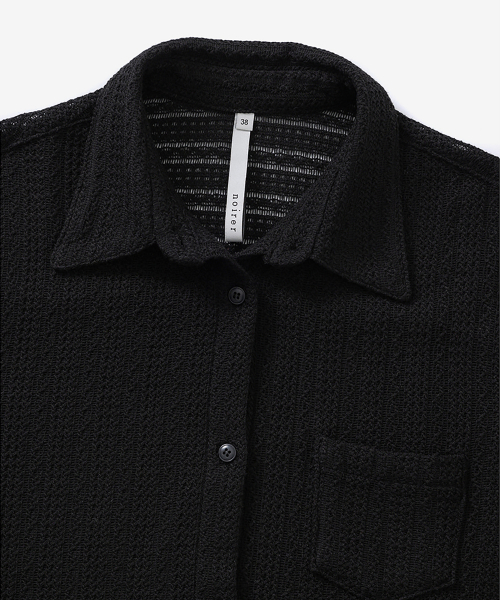 Тонкая хлопковая рубашка кроше (Black)