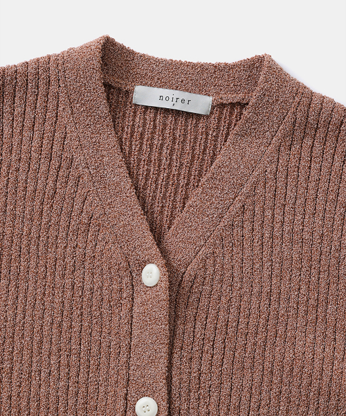 BOUCLE LIBED CROP CARDIGAN (DUSTYWINE)