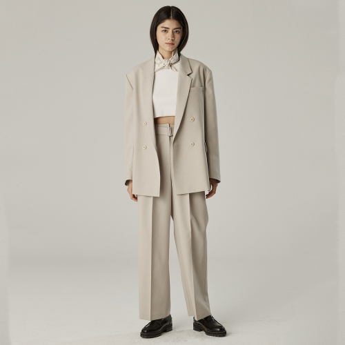 Оверсайз двубортный жакет - Light Beige