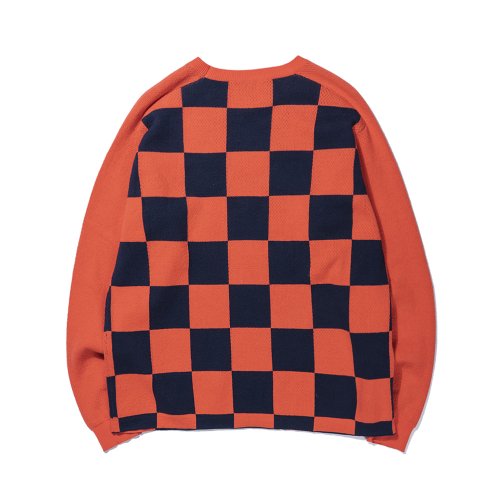CHECKBOARD SWEATER ORANGE