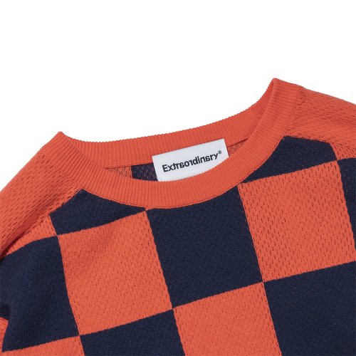 CHECKBOARD SWEATER ORANGE