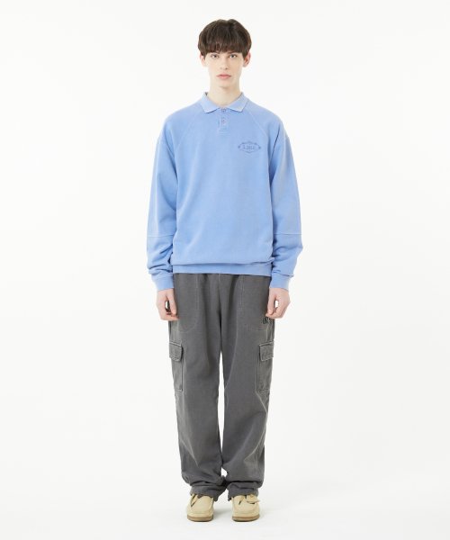 OVERDYED GOTHIC OVAL COLLAR SWEATSHIRT sky blue