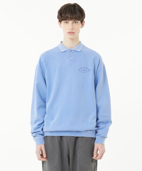 OVERDYED GOTHIC OVAL COLLAR SWEATSHIRT sky blue