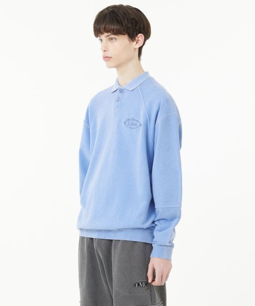 OVERDYED GOTHIC OVAL COLLAR SWEATSHIRT sky blue