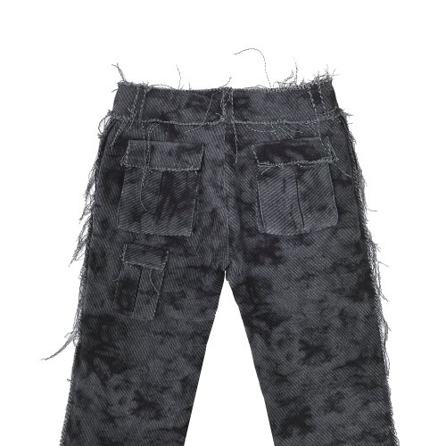 MUSINSA  604SERVICE SS22-2 RAW EDGE LOW RISE CARGO PANTS IN CHARCOAL