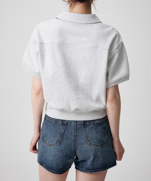 Женский свитшот с двойным трикотажным воротником [Melange Light Grey]