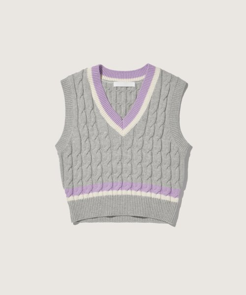 Вязаный жилет с цветным акцентом Melange Grey