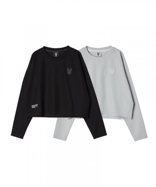LIFEWORK - Womens Silicone Wappen Waffle Long Sleeve Short T-Shirt