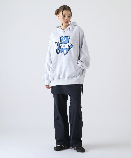 배드블루(BADBLUE) BadBear Graphic Hoodie Grey - 사이즈 & 후기 | 무신사