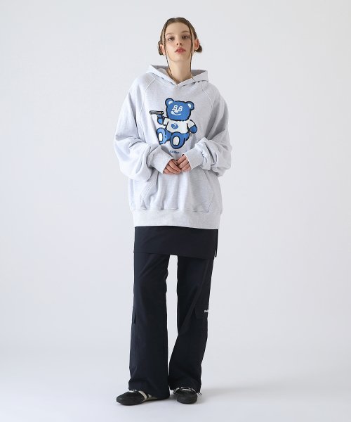 배드블루(BADBLUE) BadBear Graphic Hoodie Grey - 사이즈 & 후기 | 무신사