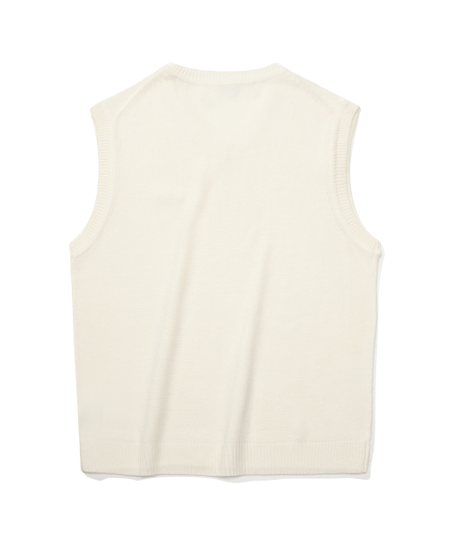 1754 CROWN V NECK VEST SWEATER Cream