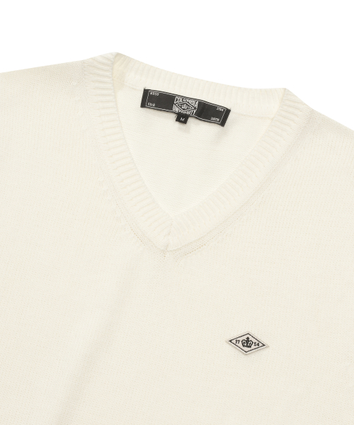 1754 CROWN V NECK VEST SWEATER Cream