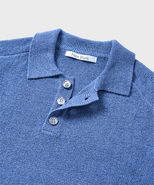 Трикотажное поло реглан с коротким рукавом MELANGE BLUE