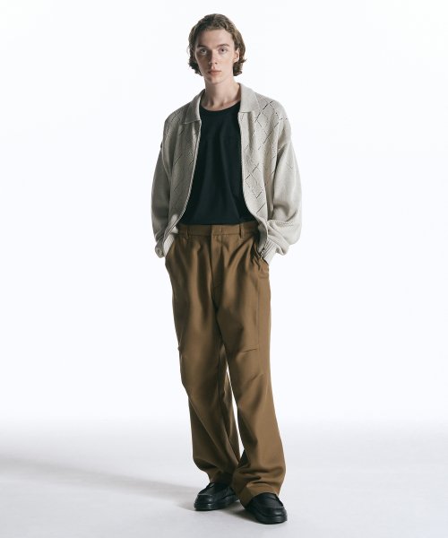 Кардиган на молнии ажурной вязки SMOKE GREY