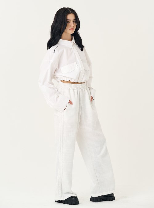 TWEED 2LINE TAPE PANTS_WHITE