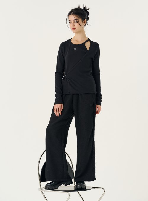 TWEED 2LINE TAPE PANTS_BLACK