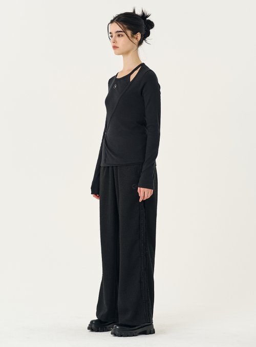 TWEED 2LINE TAPE PANTS_BLACK