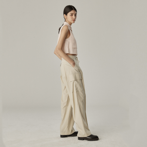 Нейлоновые брюки карго утилити_L/Beige