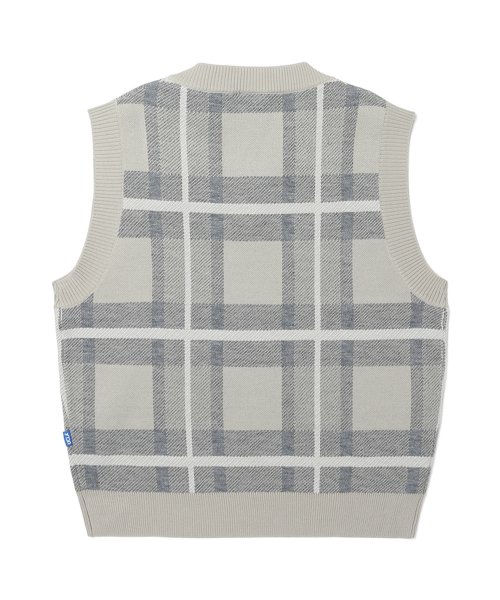 Вязаный жилет в клетку BEIGE (UZ3VE30_25)