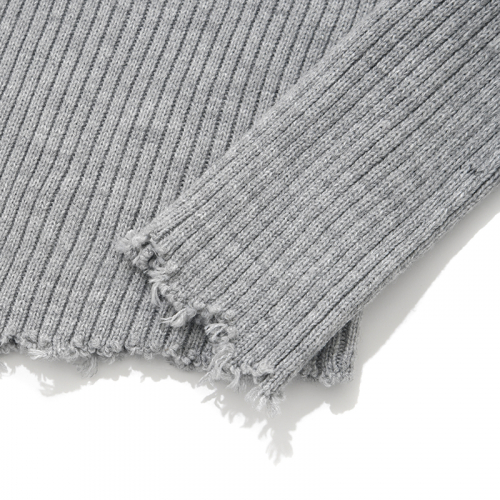 MUSINSA | KIRSH Collection Damage Long Sleeve Knit [Melange Gray]