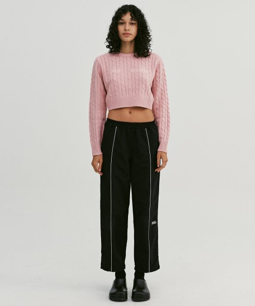 Укороченный кабельный трикотаж с логотипом_Light Pink