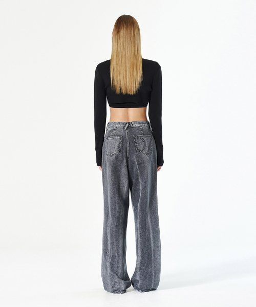 MUSINSA | DIAGONAL VERTICAL STRIPES DENIM PANTS (grey)