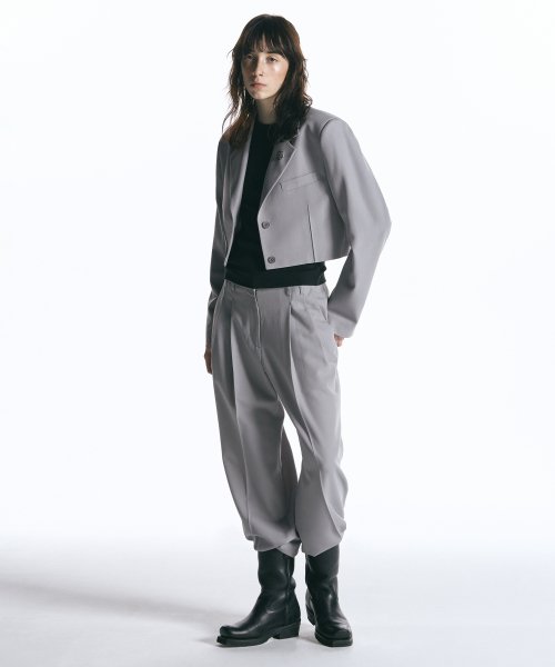 Широкие шерстяные брюки с двумя складками LIGHT GREY