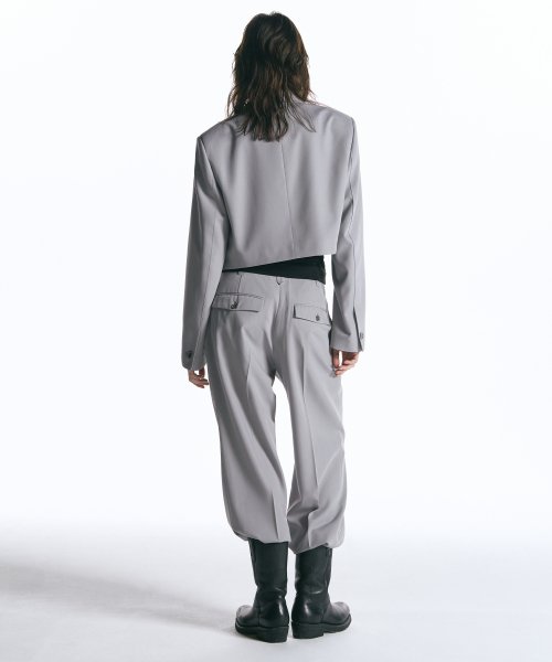 Широкие шерстяные брюки с двумя складками LIGHT GREY