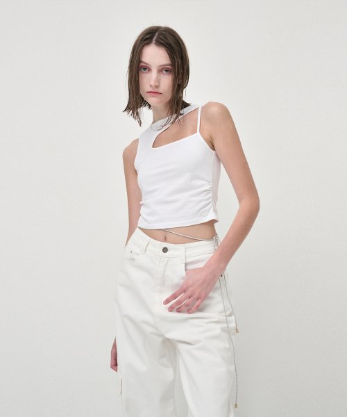 Cut Out Sleeveless Top, Ivory