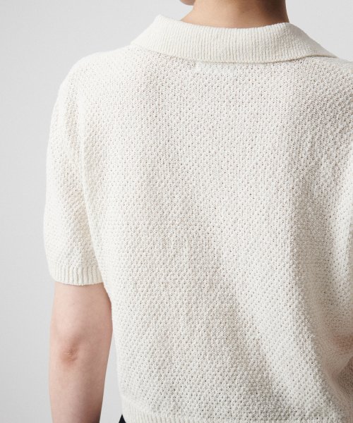 WOMENS LINEN BLEND TEXTUкрасный KNITED POLO рубашка [IVORY]