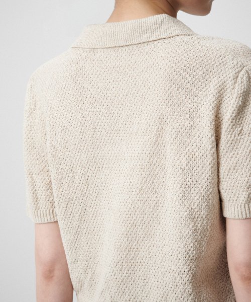 Женское поло фактурной вязки из льна Light Beige