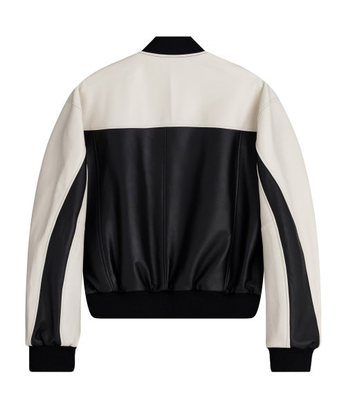 Двухцветный бомбер из натуральной кожи ягненка