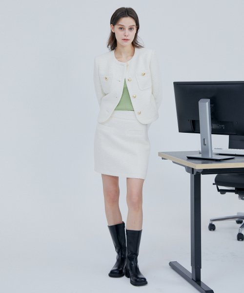 Классический твидовый жакет White