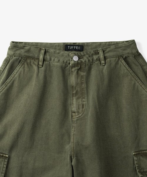 MUSINSA | TOFFEE Garment Dyeing Cargo Denim Pants (KHAKI)