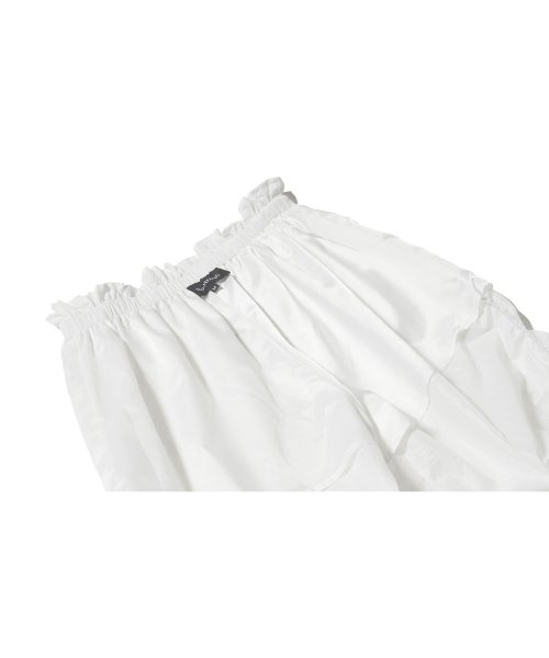 우알롱(WOOALONG) Shirring semi wide parachute pants - WHITE