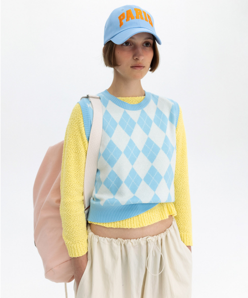 ARGYLE MIX VEST - SKY синий