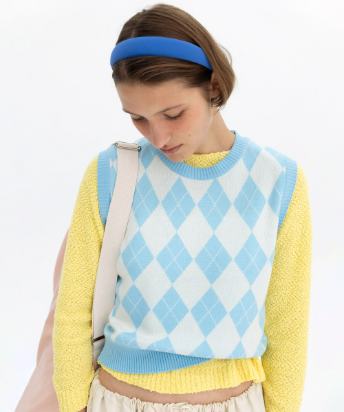 ARGYLE MIX VEST - SKY синий