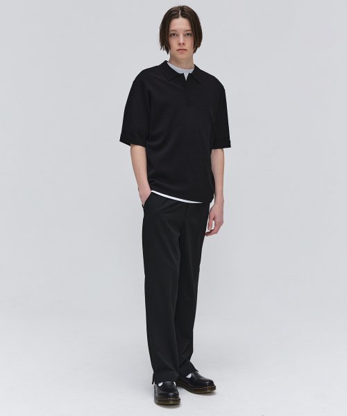One tuck Semi Wide Slit штаны - черный